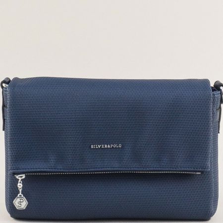 Малка дамска чанта в син цвят с две прегради  ch963s