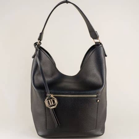 Черна дамска, чанта тип торба с къса и дълга дръжка ch9835ch