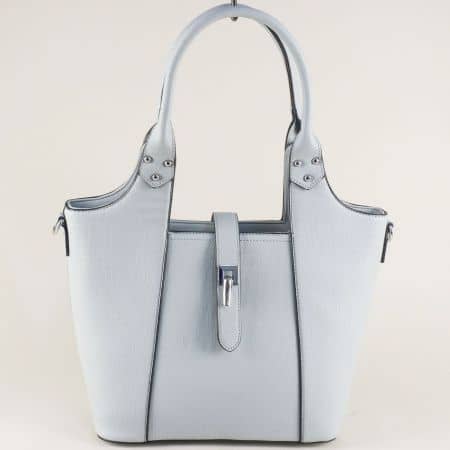 Дамска чанта с твърда структура в светло син цвят ch999s