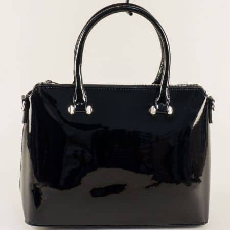 Дамска чанта в черен цвят с две къси и дълга дръжка  cm20-3ch