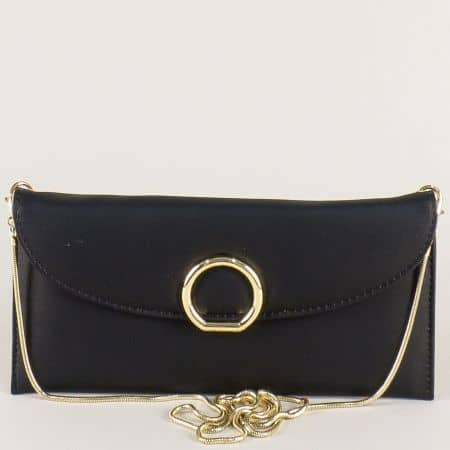 Черна дамска чанта със златиста дълга дръжка cm3409ch