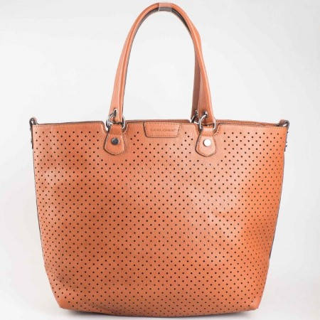 Дамска чанта за всеки ден с вадещ се органайзър на френската марка David Jones в кафяв цвят cm2815k