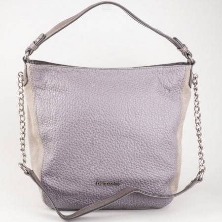Дамска практична чанта с дълга и къса дръжка на френския производител David Jones в лилав  cm3026k