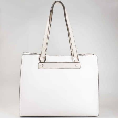 Бяла дамска чанта с органайзер на френския производител David Jones  cm3031b