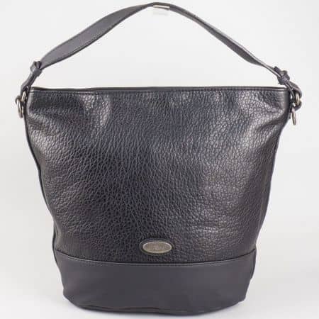 Черна дамска чанта тип торба David Jones със семпла визия и емблема cm3047ch