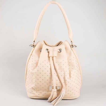Атрактивна розова дамска чанта тип торба David Jones с къса и дълга дръжка cm3048rz