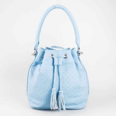 Синя дамска чанта David Jones от еко кожа с малки метални капси cm3048s