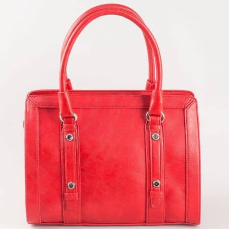 Дамска стилна чанта с две дръжки на френската марка David Jones в червен цвят cm3091chv