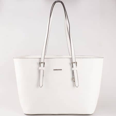 Дамска чанта за всеки ден с атрактивна стилна визия на френската марка David Jones бяло cm3093b