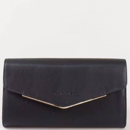 Дамска стилна чанта, тип клъч, с капак на френската марка David Jones в черен цвят cm3094ch