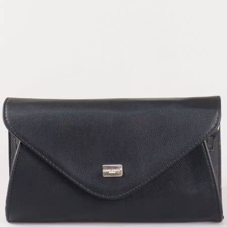 Дамска стилна чанта, тип клъч, с преден капак на френския производител David Jones в черен цвят cm3095ch
