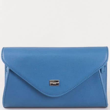 Дамска елегантна чанта, тип клъч, с изчистена визия на David Jones в син цвят cm3095s