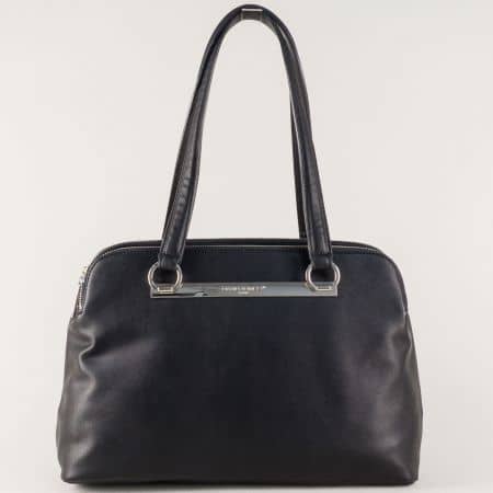 Черна дамска чанта- David Jones с удобни дръжки cm3243ch