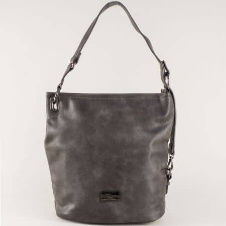 Дамска чанта, тип торба в сив цвят с една дръжка cm3292sv