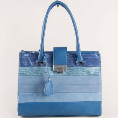 Синя дамска чанта- DAVID JONES със закопчалка cm3305s