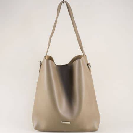 Френска дамска чанта в сив цвят с органайзер cm3328sv