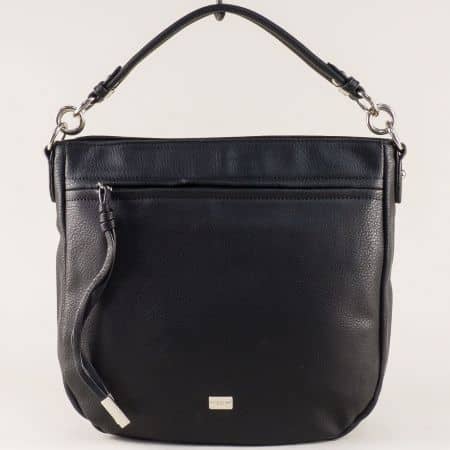 Черна дамска чанта с две външни джобчета с цип cm3383ach