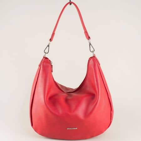 Френска дамска чанта, тип торба в червен цвят cm3389chv
