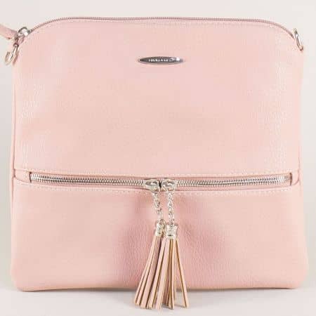 Розова дамска чанта с два пискюла- DAVID JONES cm3461rz