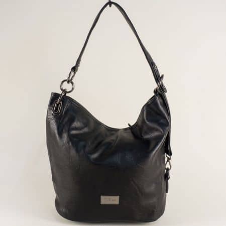 Черна дамска чанта с регулируема дръжка- DAVID JONES cm3500ch