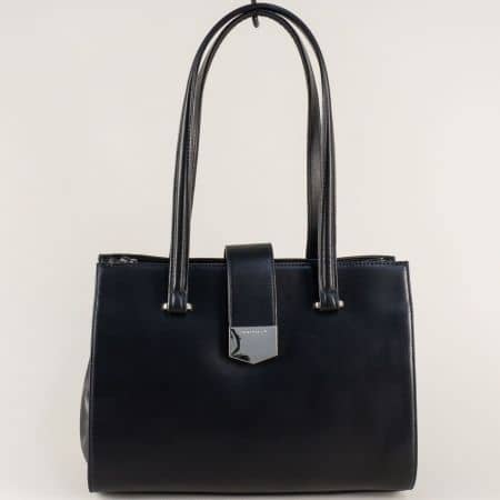 Черна дамска чанта с цип и закопчалка- DAVID JONES cm3551ch