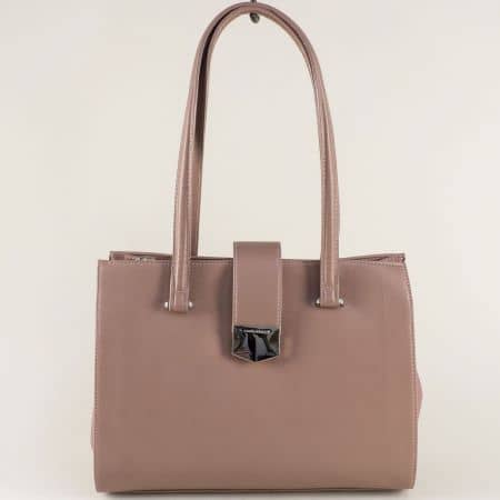 Розова дамска чанта с цип и закопчалка- DAVID JONES cm3551rz