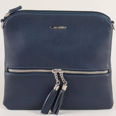 Дамска чанта с два пискюла- DAVID JONES в син цвят cm3514s