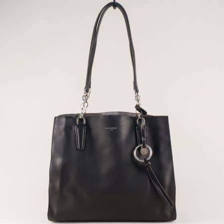 Черна дамска чанта- DAVID JONES с две средни дръжки cm3624ch