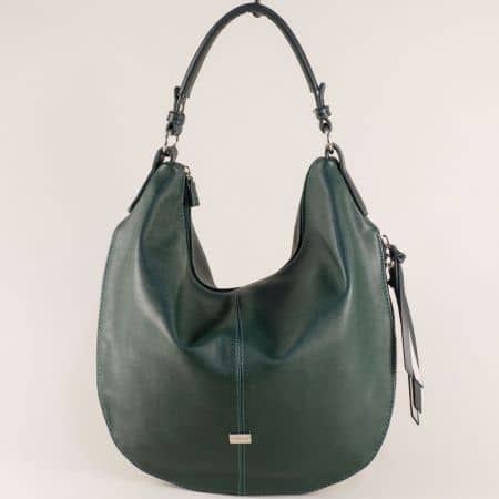 Френска дамска чанта, тип торба в зелен цвят cm3915z