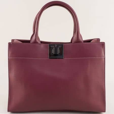 Дамска чанта с три прегради в цвят бордо- DAVID JONES cm4001bd