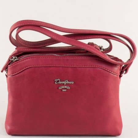 Червена дамска чанта с две прегради- DAVID JONES cm4003chv