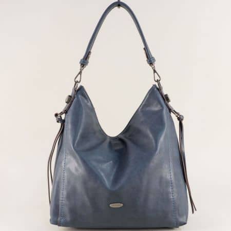 Дамска чанта, тип торба в син цвят- DAVID JONES cm4015s