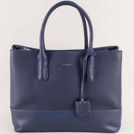 Дамска чанта в син цвят с две прегради- DAVID JONES cm4029s