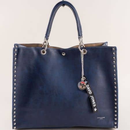 Синя дамска чанта с органайзер и капси- DAVID JONES cm4034s