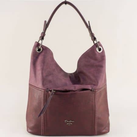Дамска чанта, тип торба в цвят бордо- DAVID JONES cm4046bd