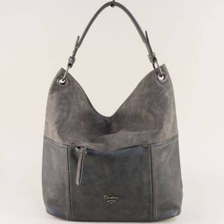 Сива дамска чанта, тип торба- DAVID JONES cm4046sv