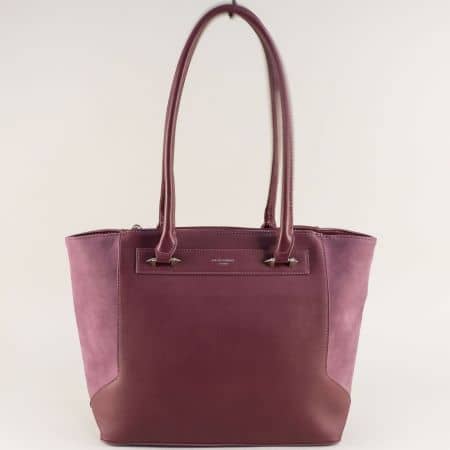 Дамска чанта в цвят бордо- DAVID JONES с две прегради cm4048bd