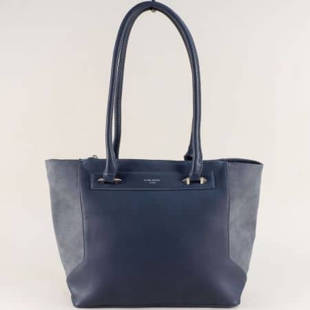 Дамска чанта в син цвят- DAVID JONES с две прегради cm4048s