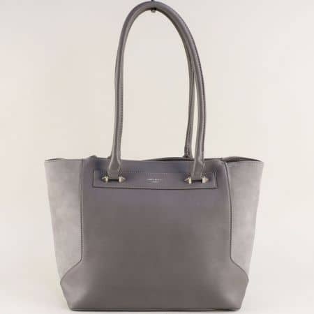 Дамска чанта в сив цвят- DAVID JONES с две прегради cm4048sv