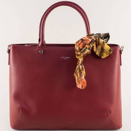 Френска дамска чанта- DAVID JONES в цвят бордо cm4055bd