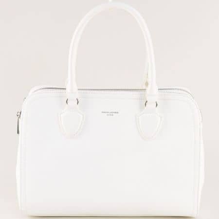 Бяла дамска чанта с три основни джоба- DAVID JONES cm5006b