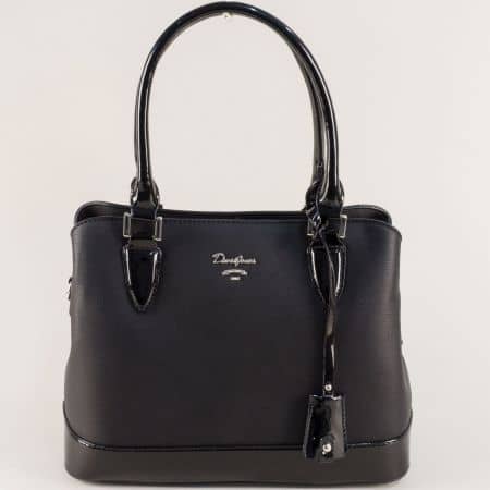 Дамска чанта с две къси и дълга дръжка в черен цвят cm5054ch