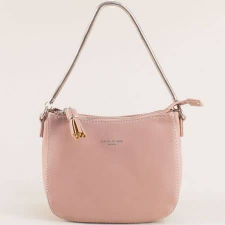 Малка дамска чанта с пискюл- DAVID JONES в розов цвят cm5093rz