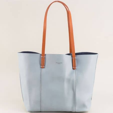 Дамска чанта в кафяво и синьо с органайзер cm5154s