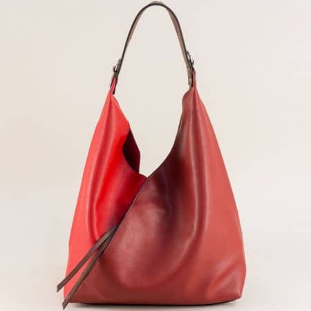 Дамска чанта, тип торба с органайзер в червено и бордо cm5173bd