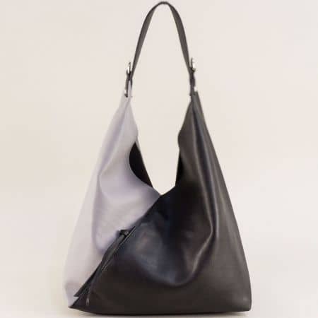 Дамска чанта, тип торба с органайзер в сиво и черно cm5173ch