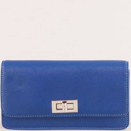 Синя дамска чанта с колан и дълга дръжка- DAVID JONES cm5197s