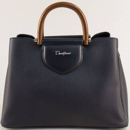 Френска дамска чанта в черен цвят с три прегради cm5307ch