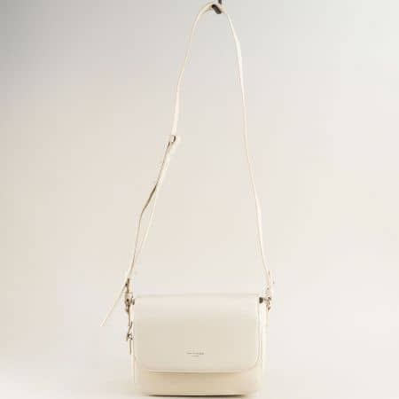 Бяла дамска чанта- DAVID JONES с дълга дръжка cm5619ab