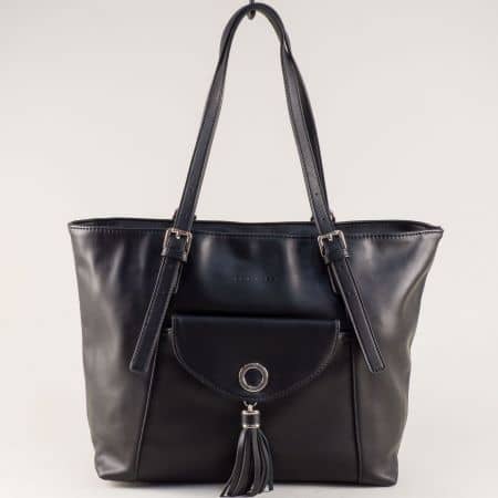 Дамска чанта с две регулируеми дръжки в черен цвят ch5637-6ch